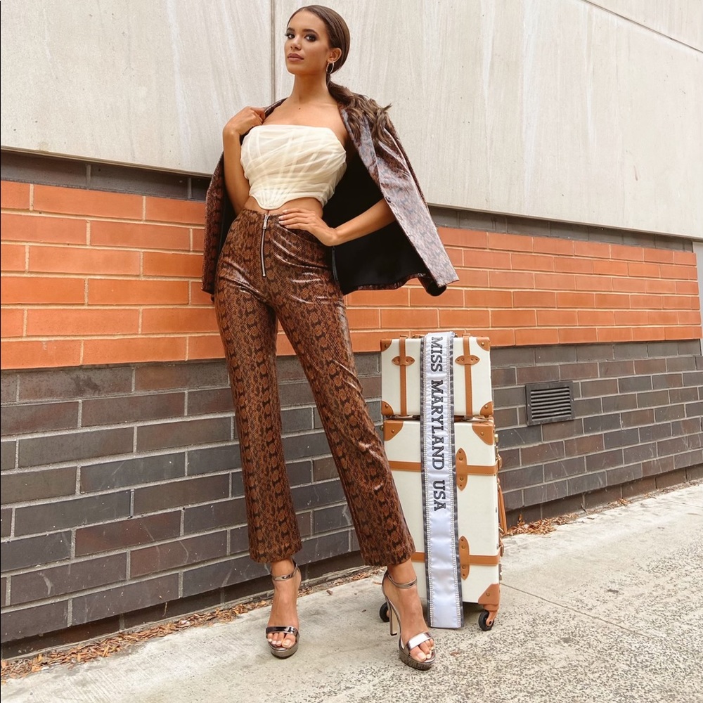 Brown snakeskin blazer set